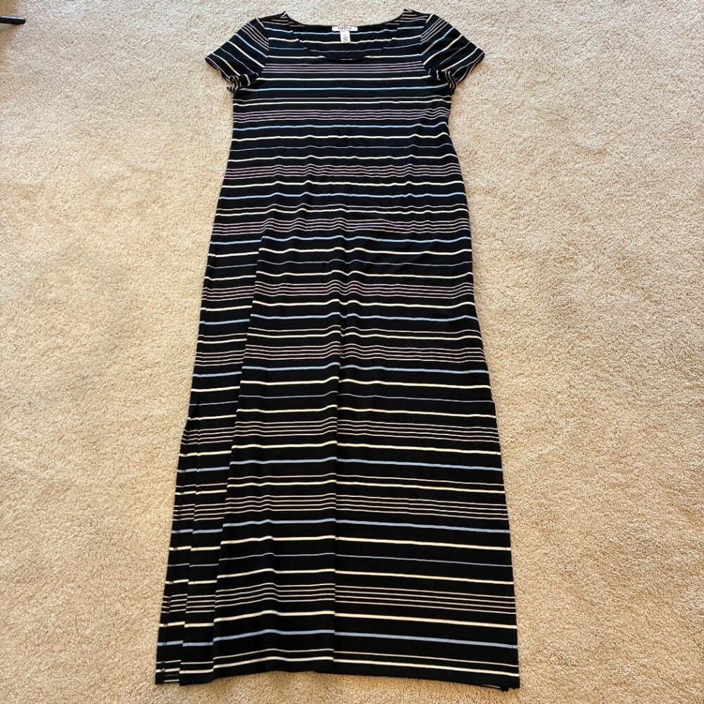 White House Black Market Striped T-shirt Jersey Maxi Dress Women's Size Large - Picture 2 of 13